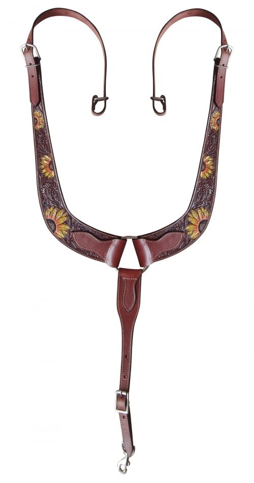Showman Painted sunflower leather pulling collar